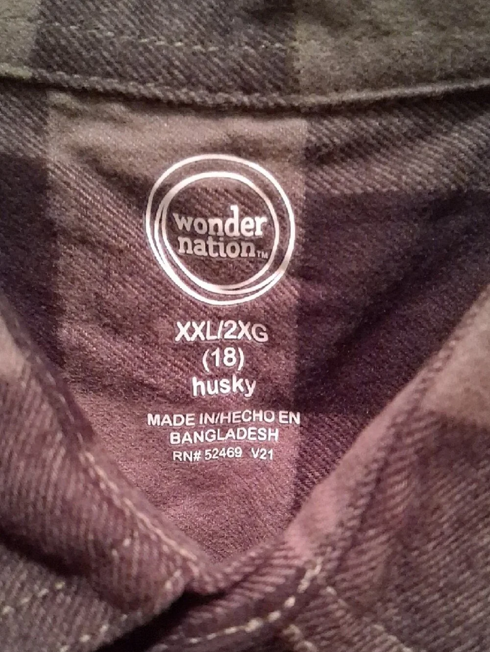 Wonder Nation Olive Green  and Black Plaid Button-Up Shirt